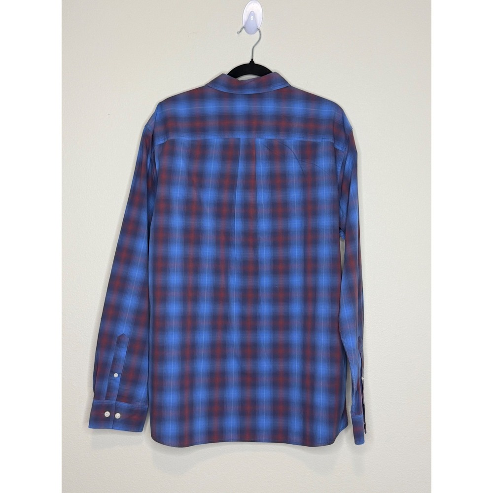 Bixby Nomad Men's Slim Fit Blue Red Plaid Cotton Button Down Shirt XL - Picture 2 of 6